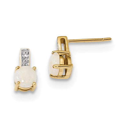 14K Gelbgold Ohrstecker mit echtem Diamant & Opal