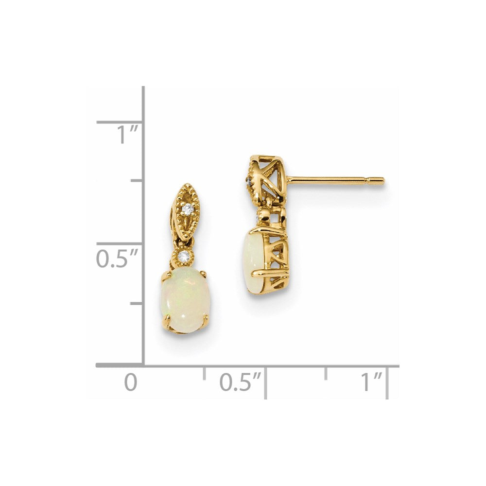 14K Gelbgold Ohrringe mit österreichischem Opal & echten Diamanten