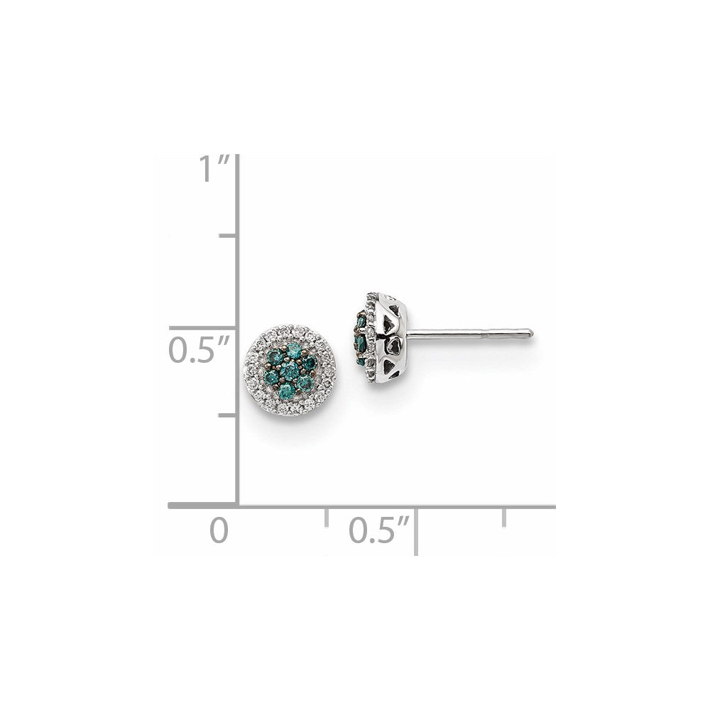14K Weißgold Ohrringe mit echten blauen/weißen Diamanten