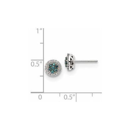 14K Weißgold Ohrringe mit echten blauen/weißen Diamanten