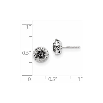 14K Weißgold Ohrringe mit schwarzen/weißen echten Diamanten