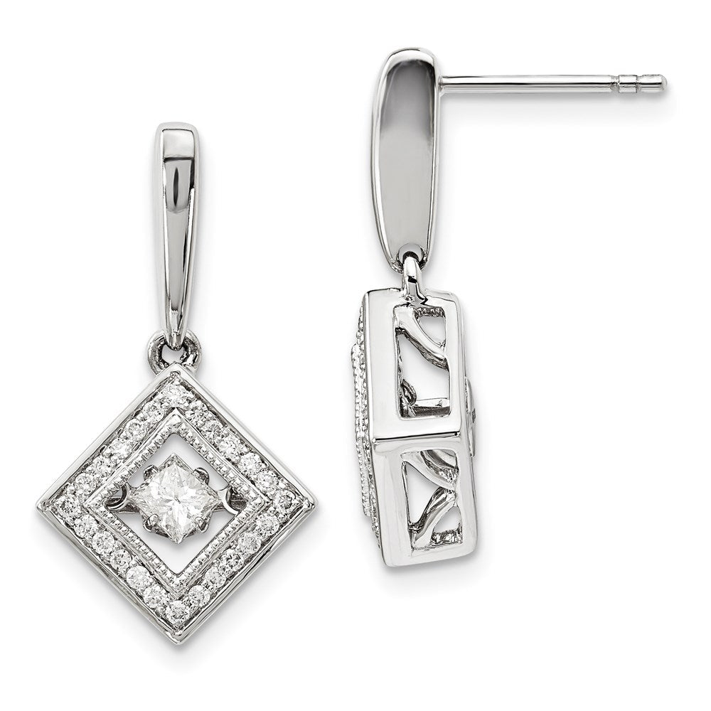 14K Weißgold Ohrringe mit lebendigen echten Diamanten