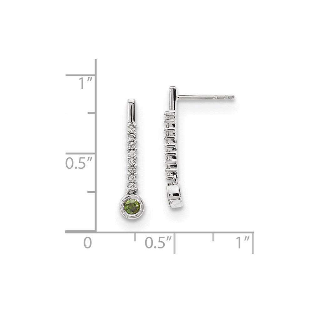 14K Weißgold Ohrringe mit grünen/weißen echten Diamanten