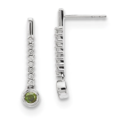14K Weißgold Ohrringe mit grünen/weißen echten Diamanten