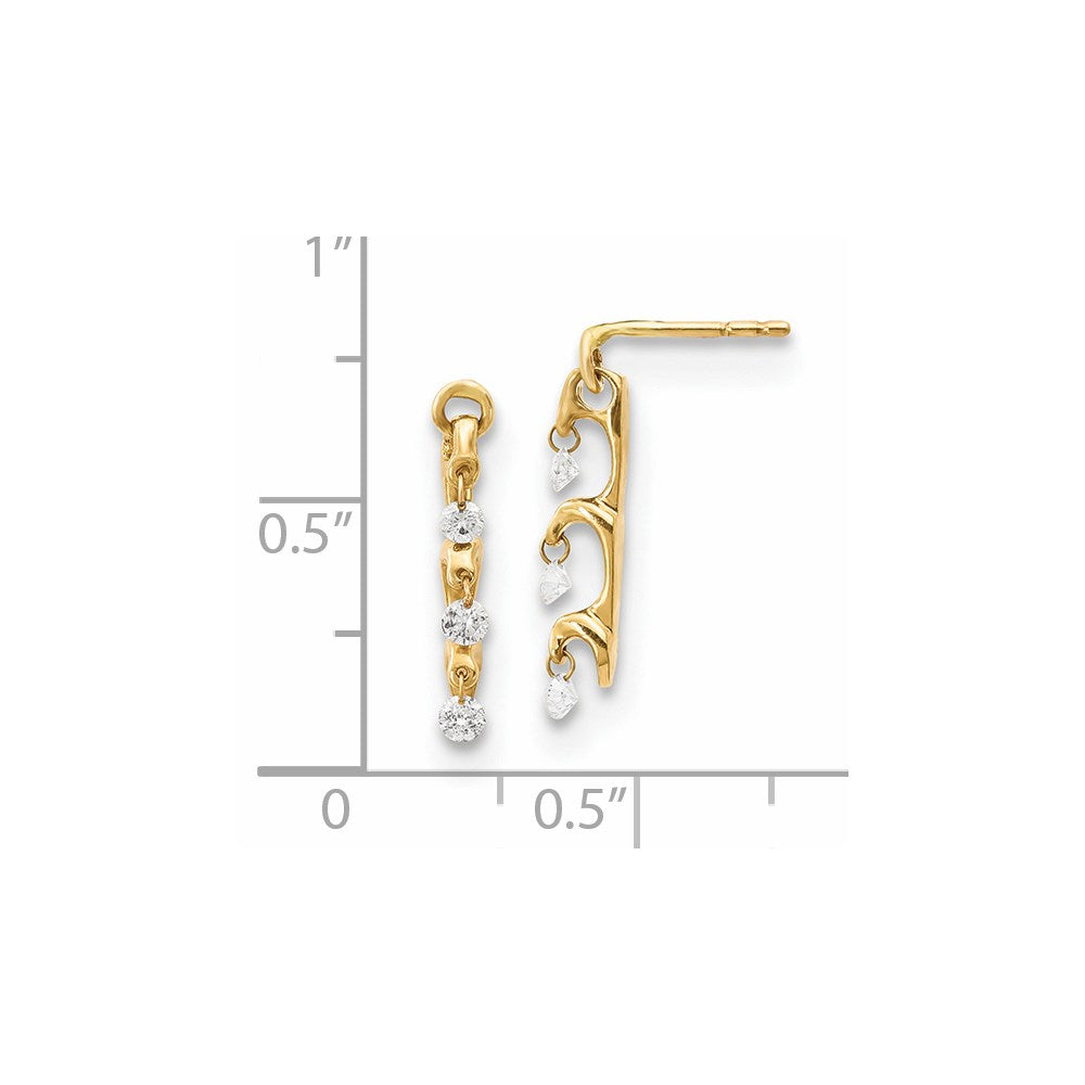 14K Gelbgold Diamant-Ohrhänger, echt