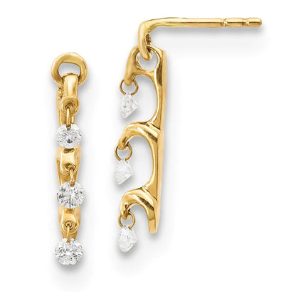 14K Gelbgold Diamant-Ohrhänger, echt