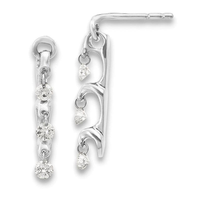 14K Weißgold Diamant-Ohrringe, echt