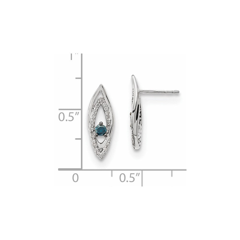 14K Weißgold Ohrringe mit blauen/weißen echten Diamanten