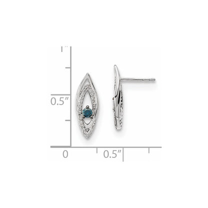 14K Weißgold Ohrringe mit blauen/weißen echten Diamanten