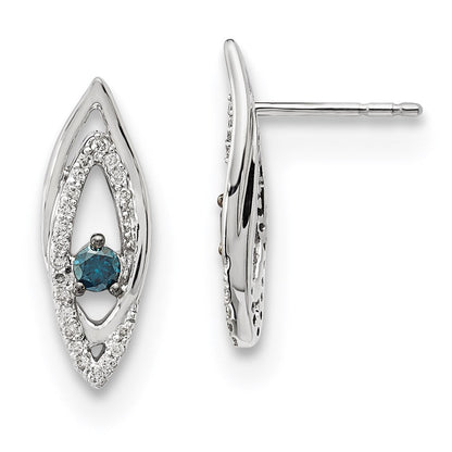 14K Weißgold Ohrringe mit blauen/weißen echten Diamanten