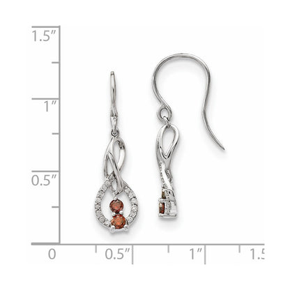 14K Weißgold Ohrringe mit roten/weißen echten Diamanten