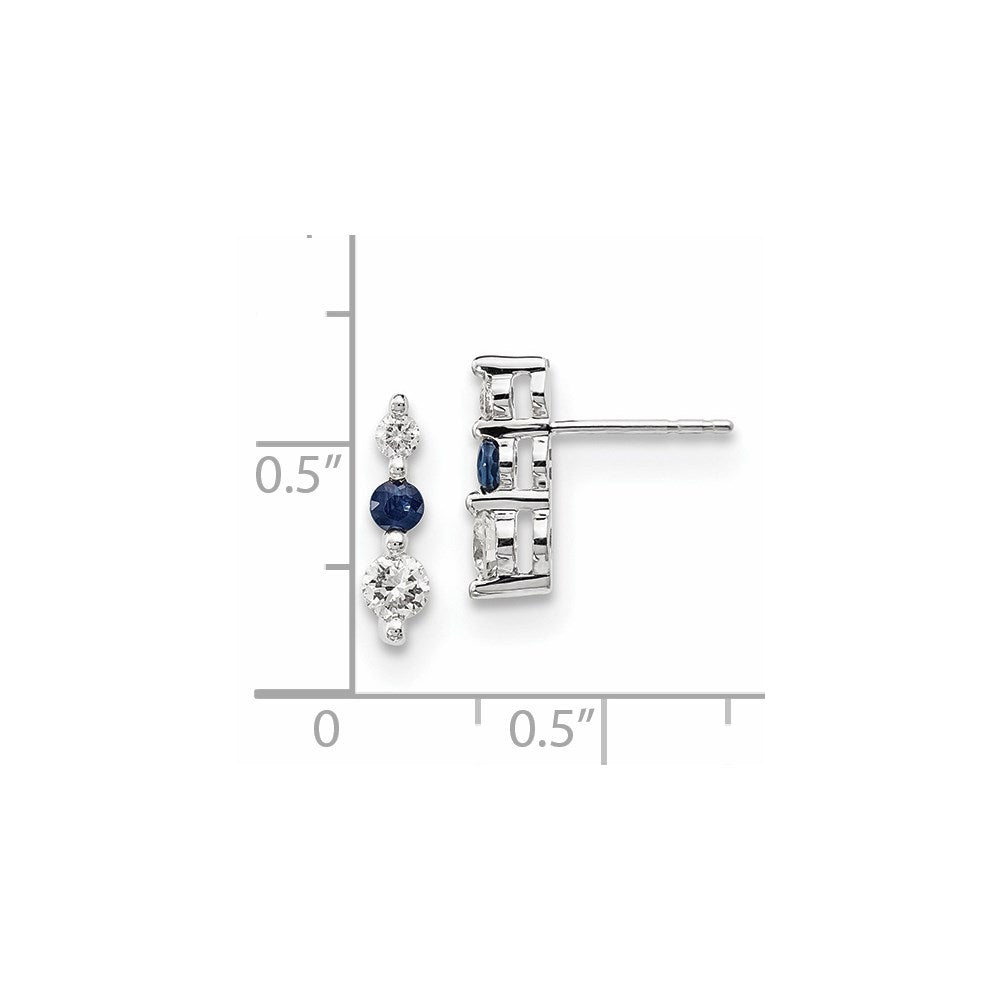 14K Weißgold Ohrringe mit blauen/weißen echten Diamanten