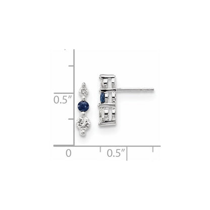14K Weißgold Ohrringe mit blauen/weißen echten Diamanten