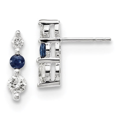 14K Weißgold Ohrringe mit blauen/weißen echten Diamanten