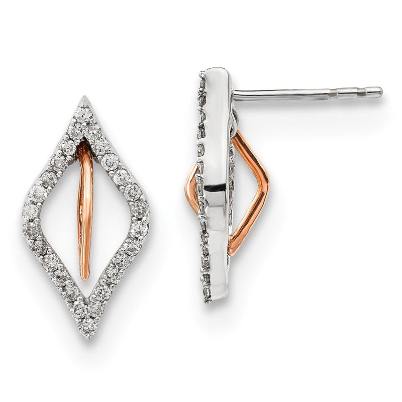 14K Gelbgold Weiß-/Roségold Echte Diamant-Ohrringe