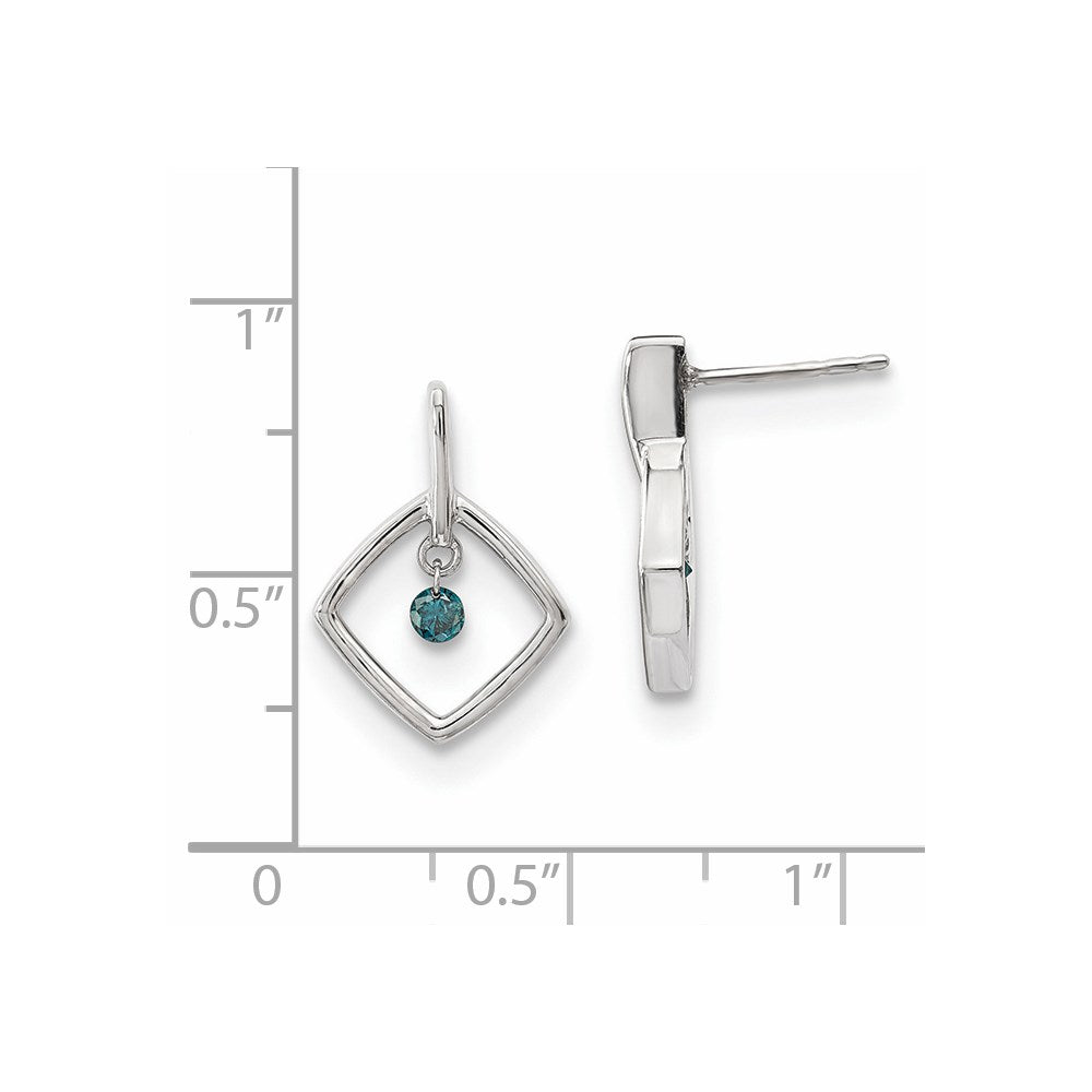 14K Weißgold Ohrringe mit blauen Diamanten