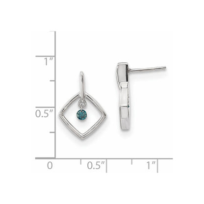 14K Weißgold Ohrringe mit blauen Diamanten