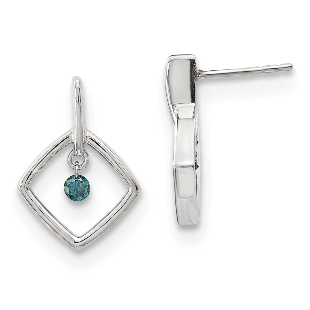 14K Weißgold Ohrringe mit blauen Diamanten