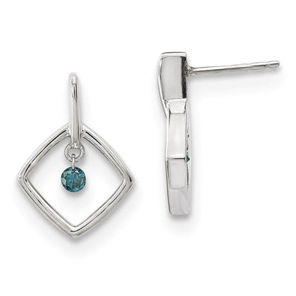 14K Weißgold Ohrringe mit blauen Diamanten