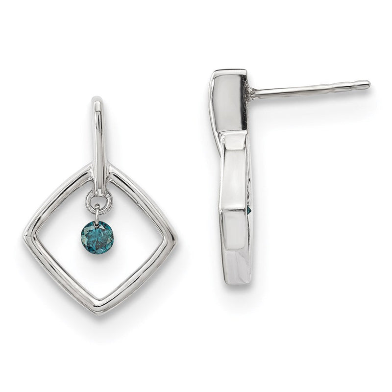 14K Weißgold Ohrringe mit blauen Diamanten