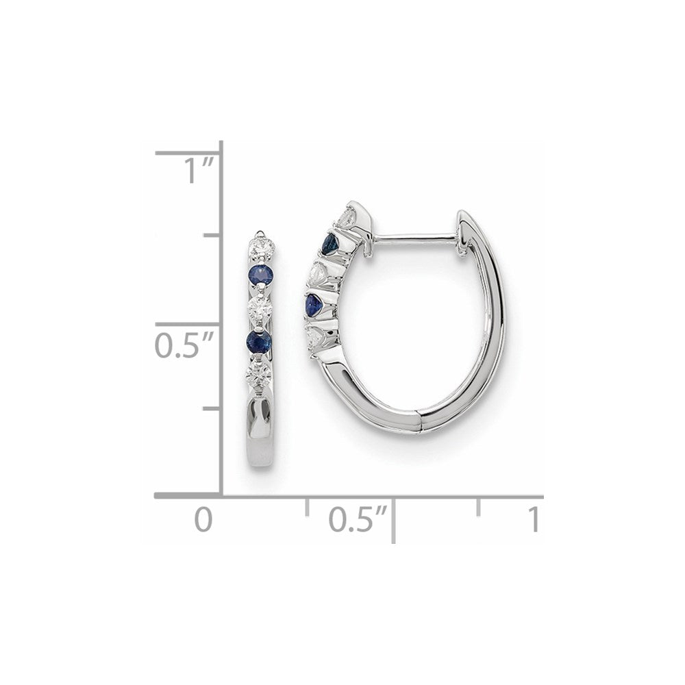 14K Weißgold Diamant-Ohrringe mit blauen/weißen echten Diamanten