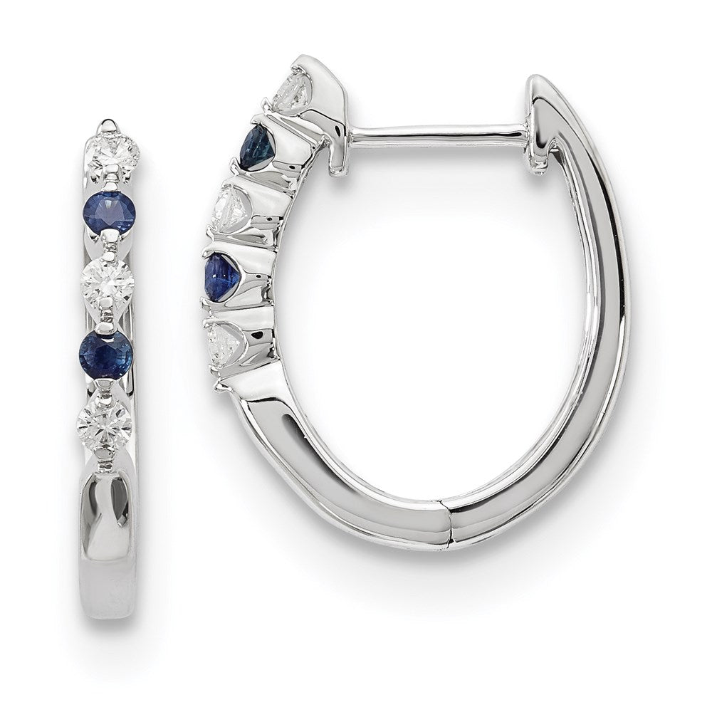 14K Weißgold Diamant-Ohrringe mit blauen/weißen echten Diamanten