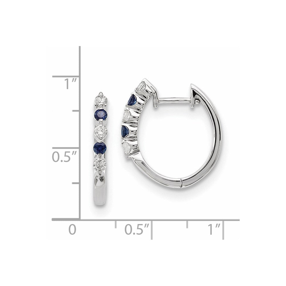 14K Weißgold Ohrringe mit echten blauen/weißen Diamanten