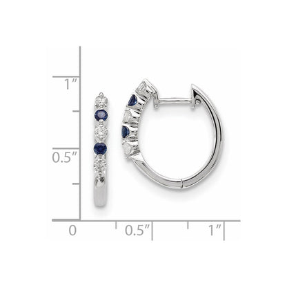 14K Weißgold Ohrringe mit echten blauen/weißen Diamanten