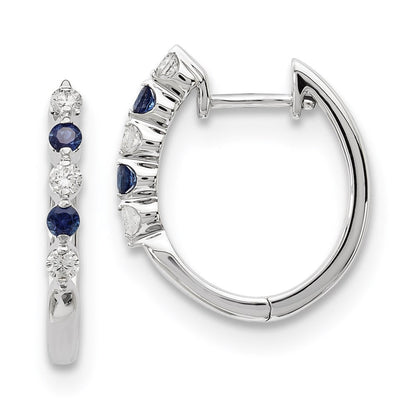 14K Weißgold Ohrringe mit echten blauen/weißen Diamanten