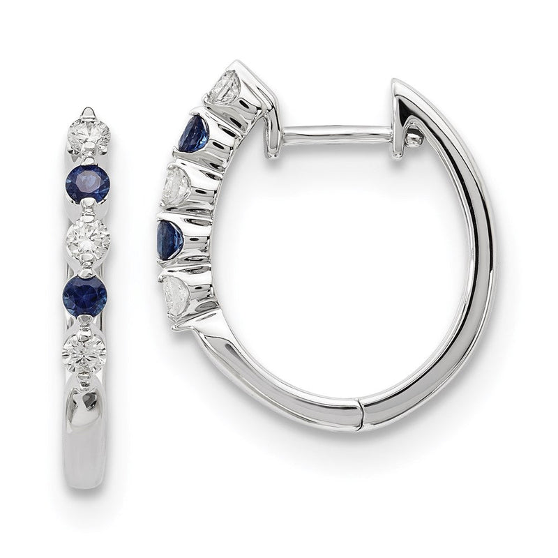14K Weißgold Ohrringe mit echten blauen/weißen Diamanten
