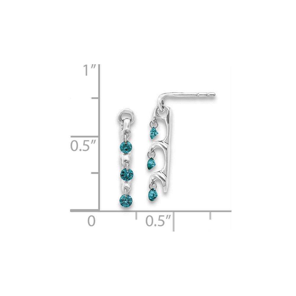 14K Weißgold Ohrringe mit blauen Diamanten