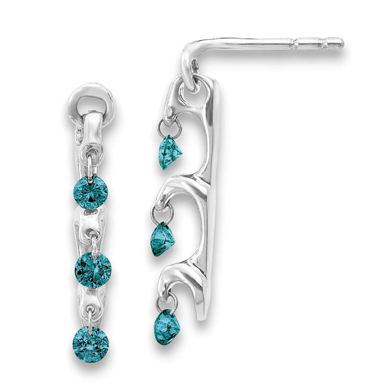 14K Weißgold Ohrringe mit blauen Diamanten