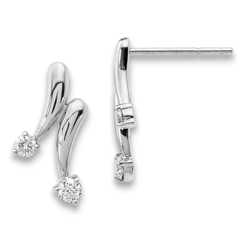 14K Weißgold Ohrringe mit echten Diamanten
