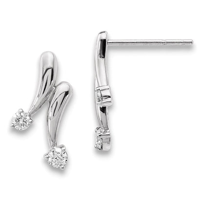 14K Weißgold Ohrringe mit echten Diamanten