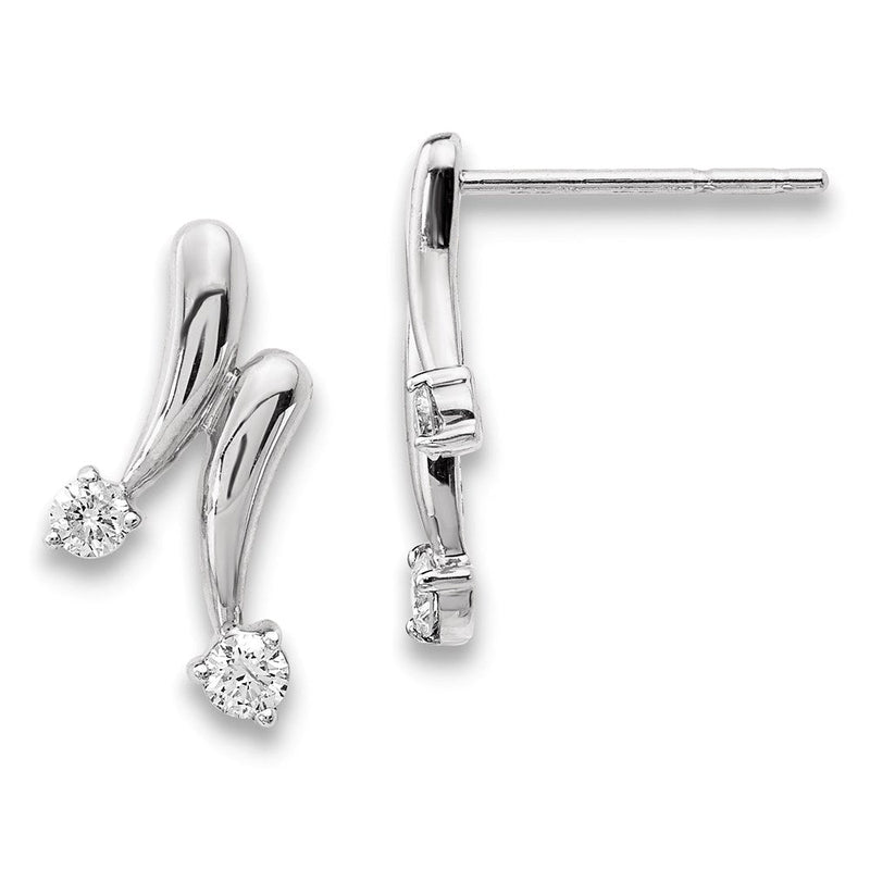 14K Weißgold Ohrringe mit echten Diamanten