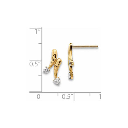 14K Gelbgold Ohrringe mit echten Diamanten