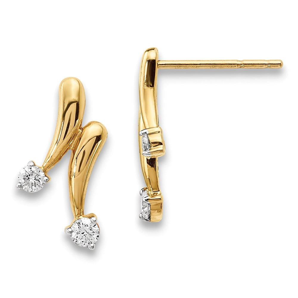 14K Gelbgold Ohrringe mit echten Diamanten