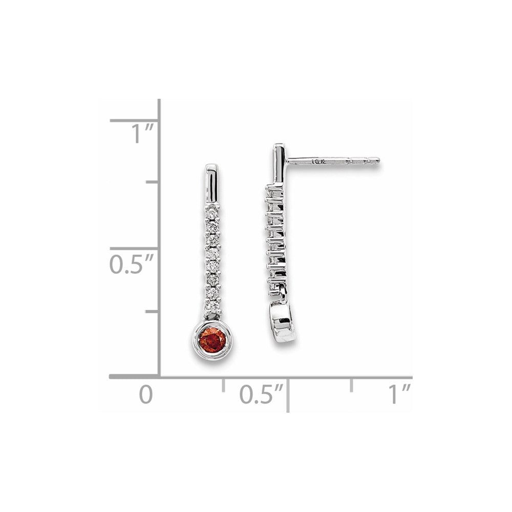 14K Weißgold Ohrringe mit rotem/weißem echtem Diamant