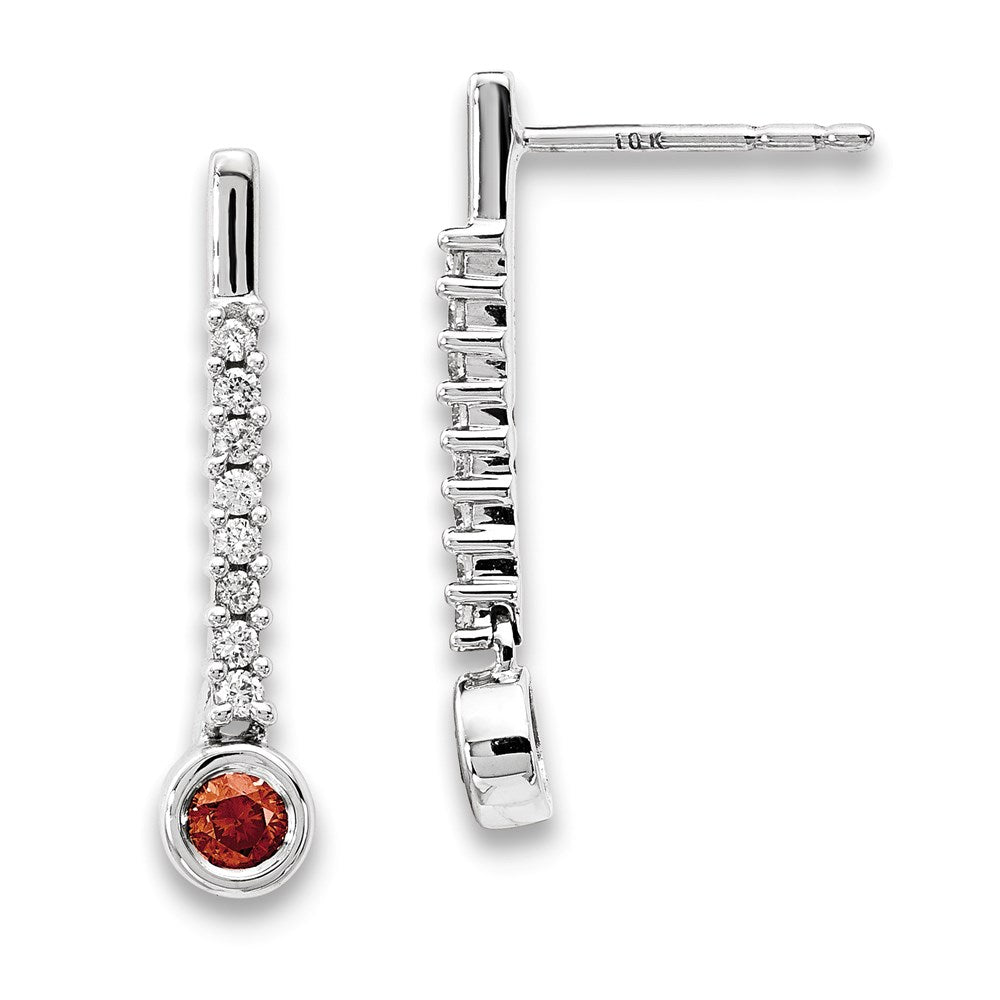 14K Weißgold Ohrringe mit rotem/weißem echtem Diamant