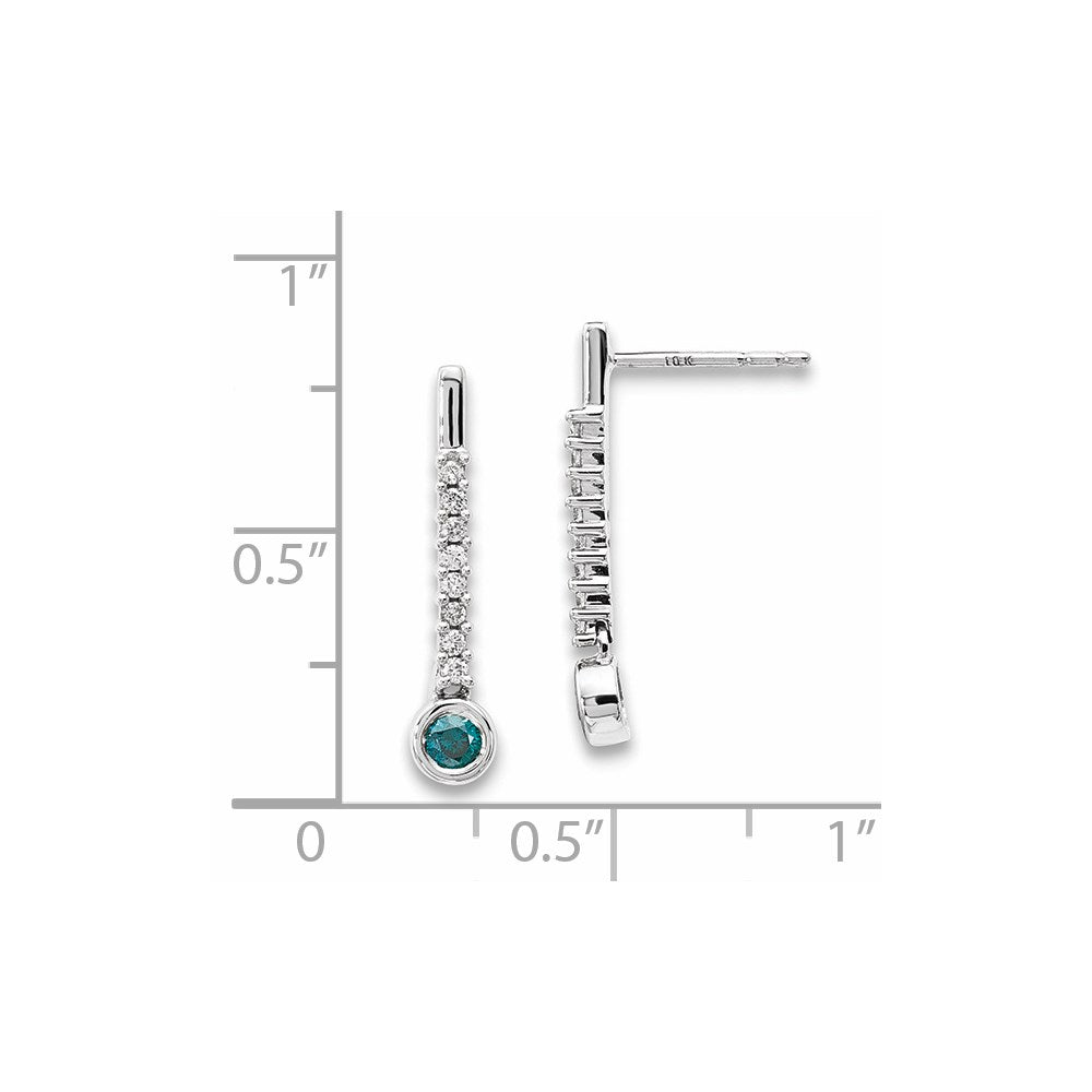 14K Weißgold Ohrringe mit blauen/weißen echten Diamanten