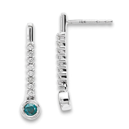 14K Weißgold Ohrringe mit blauen/weißen echten Diamanten