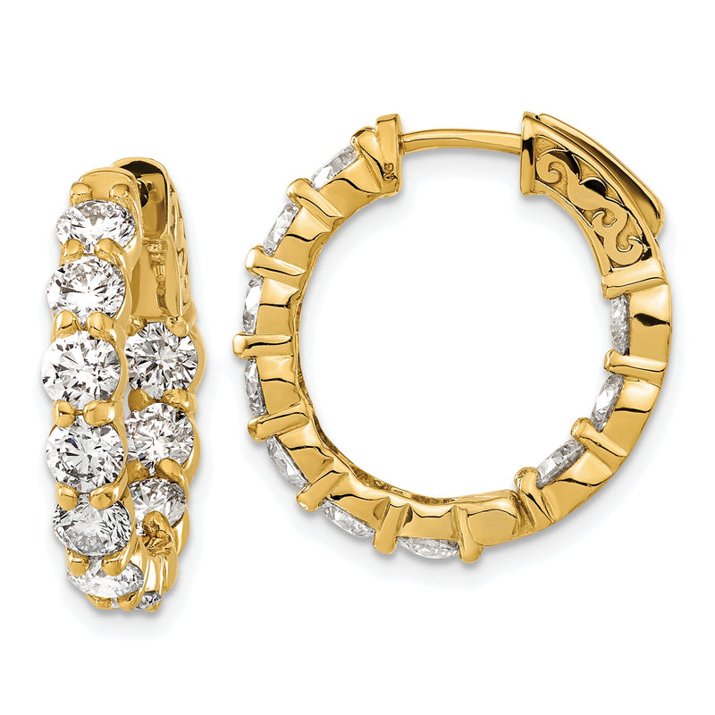 14K Gelbgold 4 1/3 Karat Im Labor Gezüchtet Diamant Vs/si+ G+ Rund Komplett Sicherheits Verschluss Creolen
