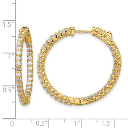 14K Gelbgold 2.3 Karat Diamant In/out Creole mit Sicherheits Verschluss Ohrringe