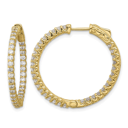 14K Gelbgold 2.3 Karat Diamant In/out Creole mit Sicherheits Verschluss Ohrringe