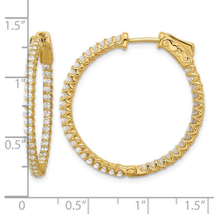 14K Gelbgold 1.56 Karat Diamant In/out Creole mit Sicherheits Verschluss Ohrringe
