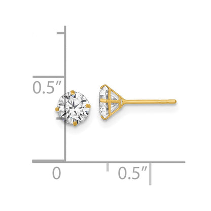 14K Gelbgold Poliert 5mm Zirkonia Ohrstecker