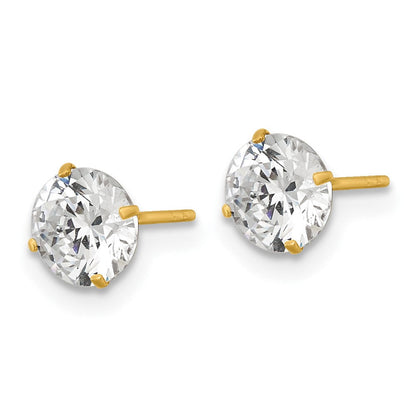 14K Gelbgold Poliert 6mm Zirkonia Ohrstecker