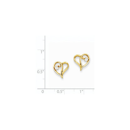 14K Gelbgold Ohrringe mit echten Diamanten und Herzdesign, VS