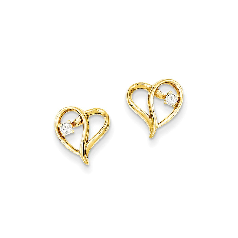 14K Gelbgold Ohrringe mit echten Diamanten und Herzdesign, VS