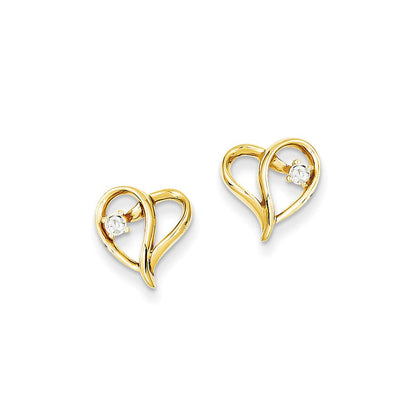 14K Gelbgold Ohrringe mit echten Diamanten und Herzdesign, VS